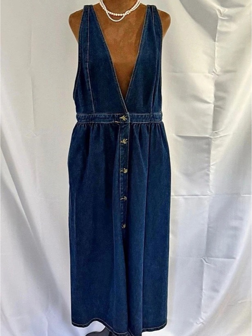 Urban Outfitters Perfect Cotton Denim Maxi Dress Size Large Like New